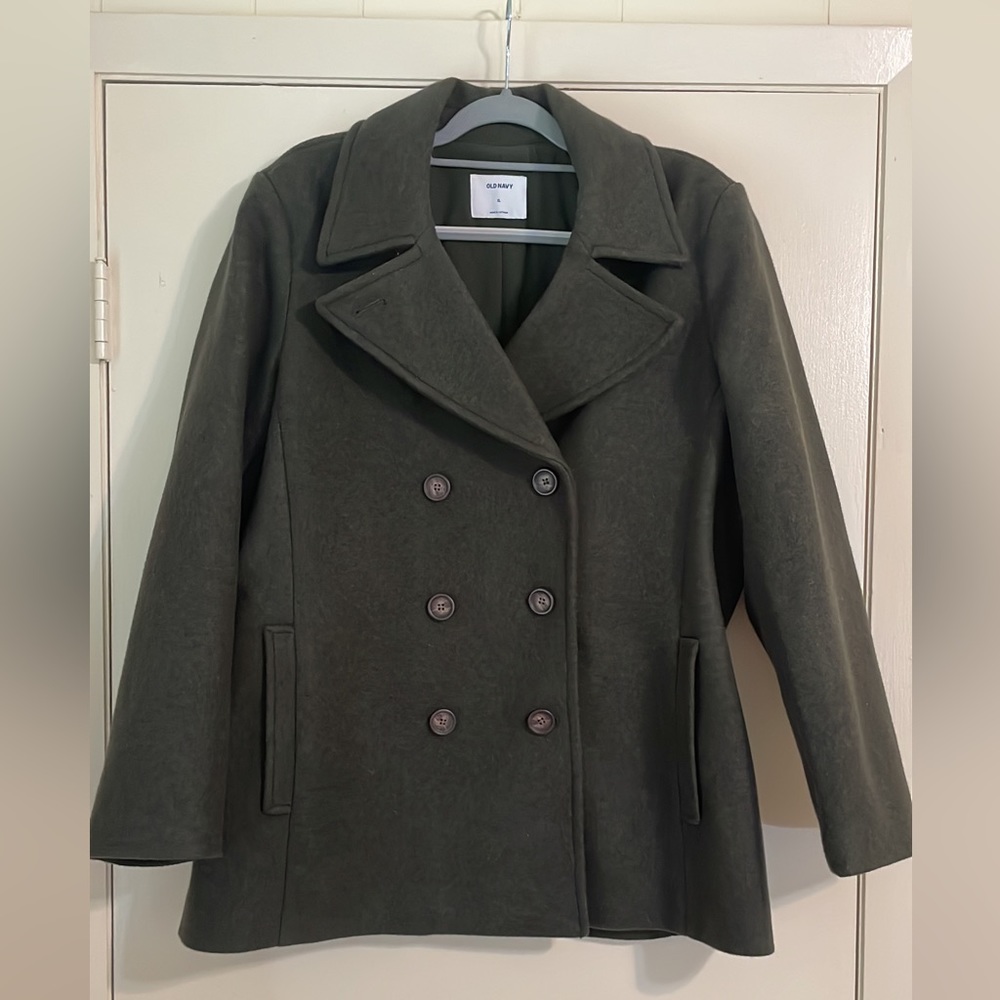 Old Navy XL Dark Green Soft-Brushed Pea Coat